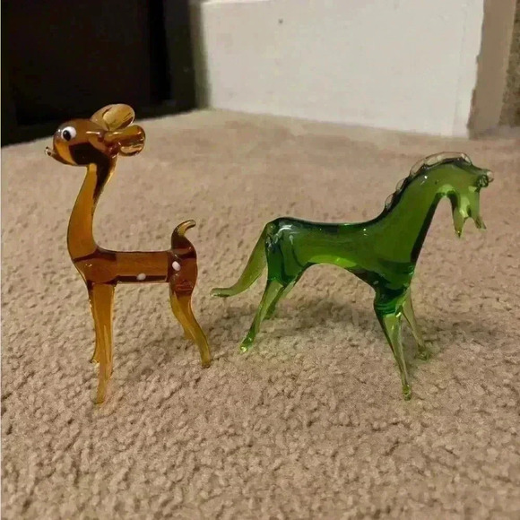 Source Unknown Other - Horse And Deer Glass Figurines 